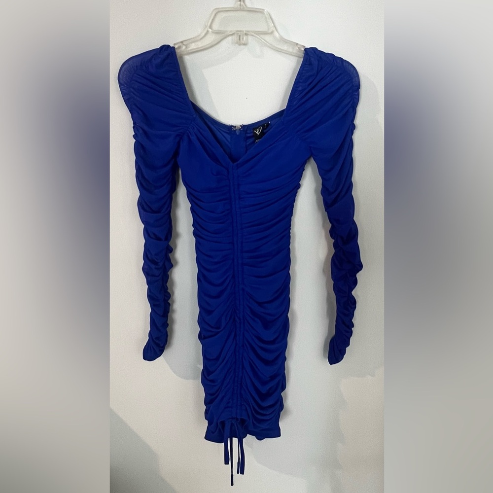 Elegant Blue Ruched Dress